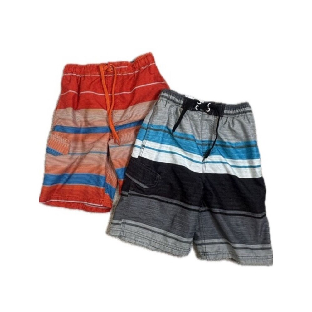 Kavu Kids Swim Trunks Bundle Boys Size M 10/12 Striped Mesh Lined Lot Red Blue